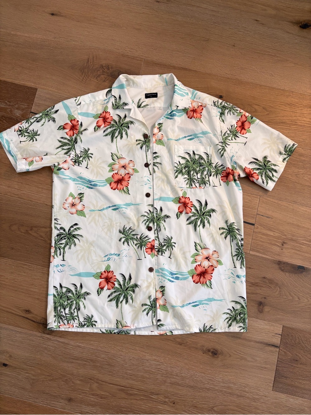 Casual White Hawaiian Floral Short-Sleeve Button-Down Shirt